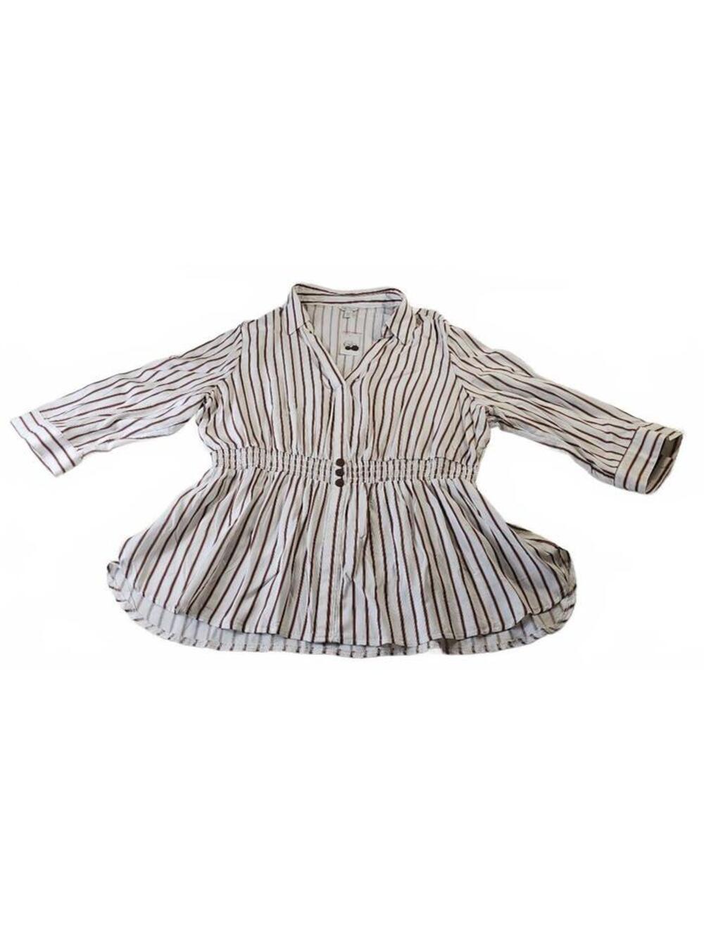 CATO Striped Button Front Peplum Blouse 3/4 Sleeve Women's Plus Size 22/24 NWT